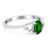 Art Deco Oval Wedding Engagement Bridal Ring Simulated Cubic Zirconia 925 Sterling Silver