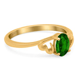 Art Deco Oval Wedding Engagement Bridal Ring Simulated Cubic Zirconia 925 Sterling Silver