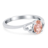 Art Deco Oval Wedding Engagement Bridal Ring Simulated Cubic Zirconia 925 Sterling Silver