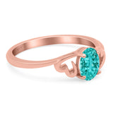 Art Deco Oval Wedding Engagement Bridal Ring Simulated Cubic Zirconia 925 Sterling Silver