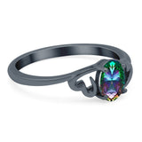 Art Deco Oval Wedding Engagement Bridal Ring Simulated Cubic Zirconia 925 Sterling Silver