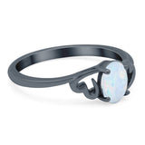 Art Deco Oval Wedding Engagement Bridal Ring Simulated Cubic Zirconia 925 Sterling Silver