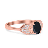 Fashion Heart Ring Oval Simulated Cubic Zirconia 925 Sterling Silver