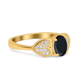 Fashion Heart Ring Oval Simulated Cubic Zirconia 925 Sterling Silver