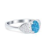 Fashion Heart Ring Oval Simulated Cubic Zirconia 925 Sterling Silver