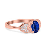 Fashion Heart Ring Oval Simulated Cubic Zirconia 925 Sterling Silver