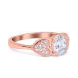 Fashion Heart Ring Oval Simulated Cubic Zirconia 925 Sterling Silver