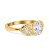 Fashion Heart Ring Oval Simulated Cubic Zirconia 925 Sterling Silver
