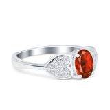 Fashion Heart Ring Oval Simulated Cubic Zirconia 925 Sterling Silver