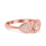 Fashion Heart Ring Oval Simulated Cubic Zirconia 925 Sterling Silver