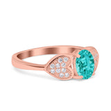 Fashion Heart Ring Oval Simulated Cubic Zirconia 925 Sterling Silver
