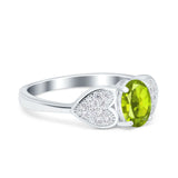 Fashion Heart Ring Oval Simulated Cubic Zirconia 925 Sterling Silver