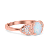 Fashion Heart Ring Oval Simulated Cubic Zirconia 925 Sterling Silver