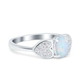 Fashion Heart Ring Oval Simulated Cubic Zirconia 925 Sterling Silver