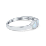 Double Heart Promise Ring Simulated Cubic Zirconia Opal 925 Sterling Silver