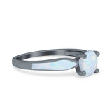 Solitaire Accent Engagement Ring Created White Opal Round Simulated Cubic Zirconia 925 Sterling Silver