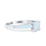 Solitaire Accent Engagement Ring Created White Opal Round Simulated Cubic Zirconia 925 Sterling Silver