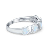 Heart Promise Thumb Eternity Rings Sideways Simulated Opal 925 Sterling Silver
