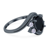 Swirl Oval Wedding Engagement Bridal Ring Simulated Cubic Zirconia 925 Sterling Silver