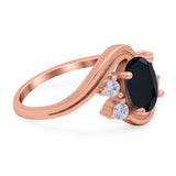 Swirl Oval Wedding Engagement Bridal Ring Simulated Cubic Zirconia 925 Sterling Silver