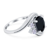 Swirl Oval Wedding Engagement Bridal Ring Simulated Cubic Zirconia 925 Sterling Silver