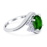 Swirl Oval Wedding Engagement Bridal Ring Simulated Cubic Zirconia 925 Sterling Silver