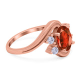 Swirl Oval Wedding Engagement Bridal Ring Simulated Cubic Zirconia 925 Sterling Silver