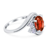Swirl Oval Wedding Engagement Bridal Ring Simulated Cubic Zirconia 925 Sterling Silver