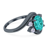 Swirl Oval Wedding Engagement Bridal Ring Simulated Cubic Zirconia 925 Sterling Silver