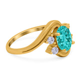 Swirl Oval Wedding Engagement Bridal Ring Simulated Cubic Zirconia 925 Sterling Silver