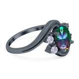 Swirl Oval Wedding Engagement Bridal Ring Simulated Cubic Zirconia 925 Sterling Silver