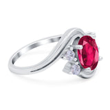 Swirl Oval Wedding Engagement Bridal Ring Simulated Cubic Zirconia 925 Sterling Silver