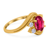 Swirl Oval Wedding Engagement Bridal Ring Simulated Cubic Zirconia 925 Sterling Silver