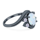 Swirl Oval Wedding Engagement Bridal Ring Simulated Cubic Zirconia 925 Sterling Silver