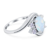 Swirl Oval Wedding Engagement Bridal Ring Simulated Cubic Zirconia 925 Sterling Silver