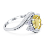 Swirl Oval Wedding Engagement Bridal Ring Simulated Cubic Zirconia 925 Sterling Silver