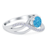 Art Deco Wedding Engagement Crisscross Bridal Ring Round Simulated Cubic Zirconia 925 Sterling Silver