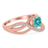 Art Deco Wedding Engagement Crisscross Bridal Ring Round Simulated Cubic Zirconia 925 Sterling Silver