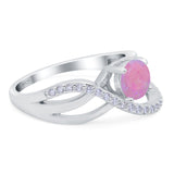 Art Deco Wedding Engagement Crisscross Bridal Ring Round Simulated Cubic Zirconia 925 Sterling Silver