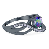 Art Deco Wedding Engagement Crisscross Bridal Ring Round Simulated Cubic Zirconia 925 Sterling Silver