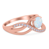Art Deco Wedding Engagement Crisscross Bridal Ring Round Simulated Cubic Zirconia 925 Sterling Silver