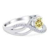 Art Deco Wedding Engagement Crisscross Bridal Ring Round Simulated Cubic Zirconia 925 Sterling Silver