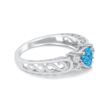 Filigree Heart Promise Wedding Ring 925 Sterling Silver Simulated Cubic Zirconia