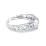 Filigree Heart Promise Wedding Ring 925 Sterling Silver Simulated Cubic Zirconia