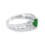 Filigree Heart Promise Wedding Ring 925 Sterling Silver Simulated Cubic Zirconia