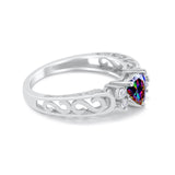 Filigree Heart Promise Wedding Ring 925 Sterling Silver Simulated Cubic Zirconia