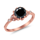 Art Deco Design Fashion Ring Round Simulated Cubic Zirconia 925 Sterling Silver
