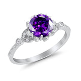 Art Deco Design Fashion Ring Round Simulated Cubic Zirconia 925 Sterling Silver