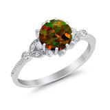 Art Deco Design Fashion Ring Round Simulated Cubic Zirconia 925 Sterling Silver