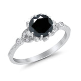 Art Deco Design Fashion Ring Round Simulated Cubic Zirconia 925 Sterling Silver